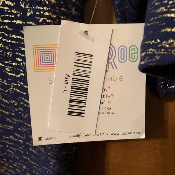 Lularoe Ana size large. Navy with gold lines. - Picture 3 of 8